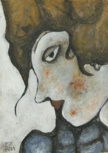 Ben Carrivick - Signed Contemporary Oil, Portrait in Blue