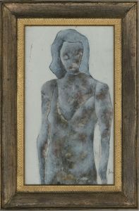 Ben Carrivick - Signed & Framed Contemporary Oil, Portrait Gray