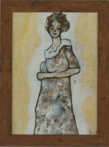 Ben Carrivick - Signed & Framed Contemporary Oil, Portrait Yellow Two