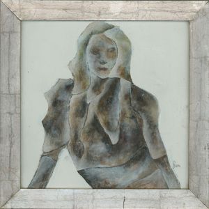 Ben Carrivick - Signed & Framed Contemporary Oil, Posing Female Nude