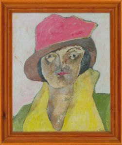 Ben Carrivick - Signed & Framed Contemporary Oil, Lady in Red Hat
