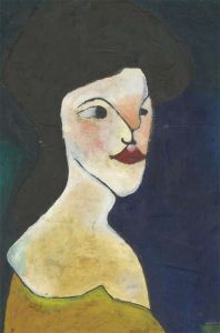 Ben Carrivick - Signed Contemporary Oil, Dark Blue Portrait Study
