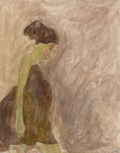 Ben Carrivick - Signed Contemporary Oil, Lady in a Brown Dress and Hat