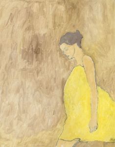 Ben Carrivick - Signed Contemporary Oil, Lady in Yellow Dress