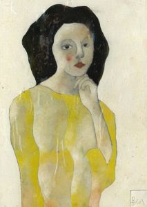 Ben Carrivick - Signed Contemporary Oil, Staring Lady With Black Hair
