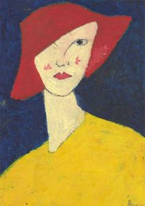 Ben Carrivick - Signed Contemporary Oil, Blue Red Yellow Portrait