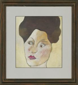 Ben Carrivick - Contemporary Oil, Lady with Brown Curly Hair