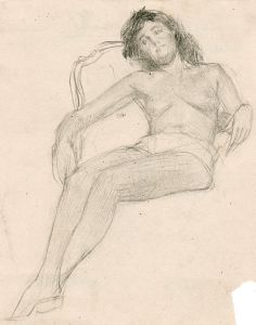Good Mid 20th Century Pencil Sketch - Reclining Nude