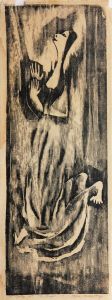 Itzhak Sankowsky - 1955 Wood Engraving, The Prayer
