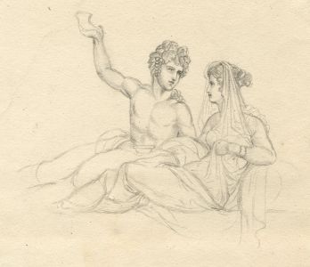 French Empire Period Early 19th Century Graphite Drawing - Classical Portrait