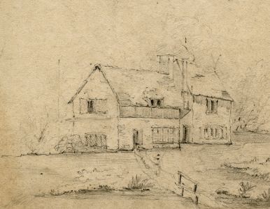 Claude Spero / Constantin Schwarz - 19th Century Graphite Drawing, Country Home