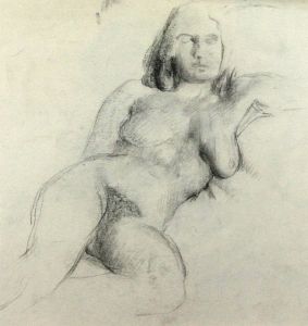 Victor Hume Moody R.B.S.A. - Mid 20th Century Charcoal Drawing, Female Nude