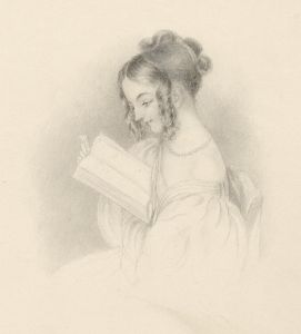 Fine 19th Century Graphite Drawing - Lady Reading