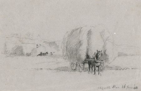 1843 Charcoal Drawing - Workhouse Pulling Hay, Chiswell