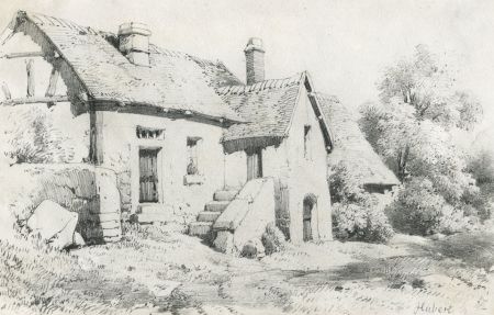 Hubert - 19th Century Graphite Drawing, Country Cottage