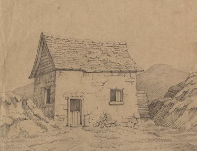 19th Century Graphite Drawing - Mill Cottage