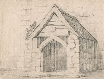 19th Century Graphite Drawing - Portico