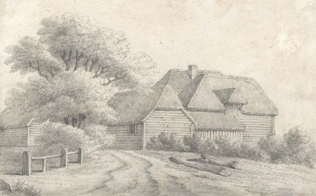 19th Century Graphite Drawing - A Barn