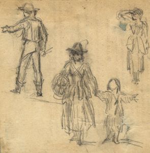 19th Century Graphite Drawing - Figures