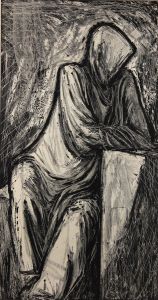 Gerald Coles - 1956 Monotype, Robed Figure