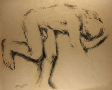 Gerald Coles - 1963 Charcoal Drawing, Male Nude