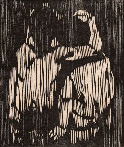 Gerald Coles - 1958 Woodcut, Signed Limited Edition, Figures Embracing