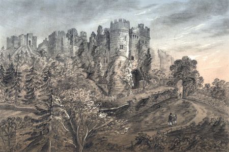 19th Century Graphite Drawing - Castle Landscape.