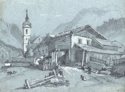Excellent 19th Century Graphite Drawing - Rural Scene