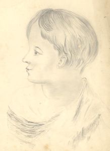 19th Century Graphite Drawing - Portrait of a Child