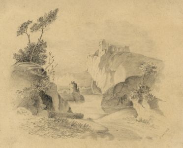 J. Woods - Miniature 19th Century Graphite Drawing