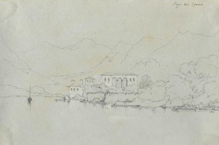 Lady Burlington (1812-1840) - 19th Century Graphite Drawing, Lake Como, Italy