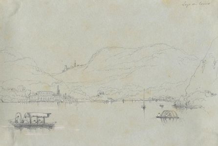 Lady Burlington (1812-1840) - 19th Century Graphite Drawing, Lake Como, Italy