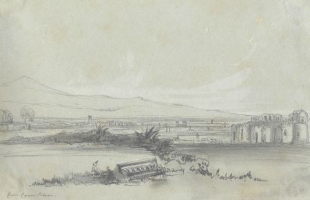 Lady Burlington (1812-1840) - 19th Century Graphite Drawing, Palace, Italy