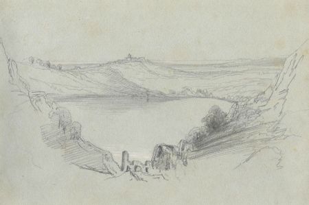 Lady Burlington (1812-1840) - 19th Century Graphite Drawing, Castel Gandolfo