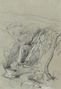 Lady Burlington (1812-1840) - 19th Century Graphite Drawing, Tivoli, Italy