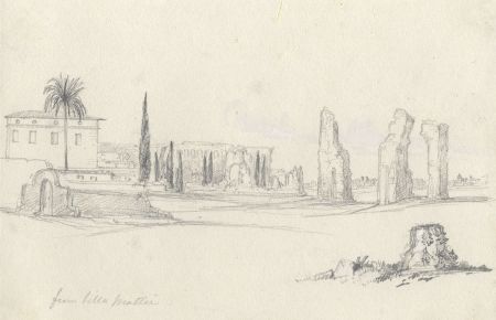 Lady Burlington (1812-1840) - 19th Century Graphite Drawing, Villa Mattei, Rome