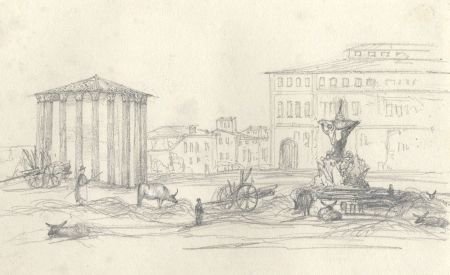 Lady Burlington (1812-1840) - 19th Century Graphite Drawing, Rome