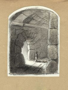 Lord Francis Leveson-Gower - 1833 Charcoal Drawing, Solider in Doorway