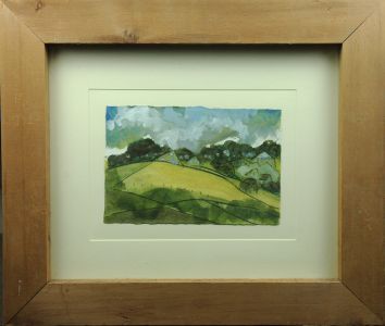 Sarah Hutton - Contemporary Mixed Media, Houses on Hillside