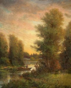 H F M - Fine 1806 Pastel, Man in a Boat