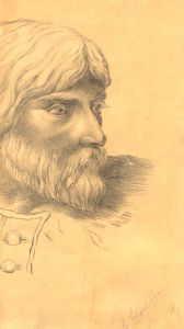 Starling - Fragment 19th Century Charcoal Drawing, Portrait
