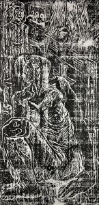Linda Crane - Contemporary Linoprint, Two Figures