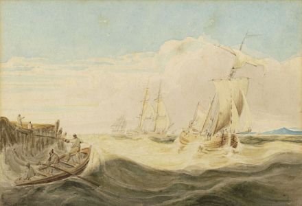 Samuel Owen - 18th Century Watercolour, Rowing Boat Putting Ashore