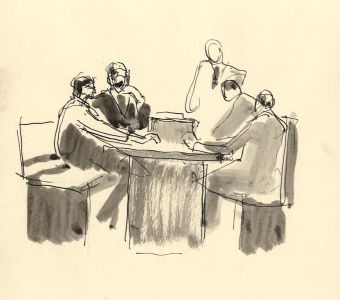 Frances Watt - 1962 Pen and Ink Drawing, For the Times
