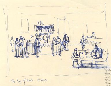 Frances Watt - Mid 20th Century Pen and Ink Drawing, The Bag of Nails Victoria