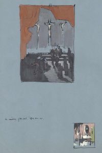 Frances Watt - 1956 Watercolour, The Sending of the Veil