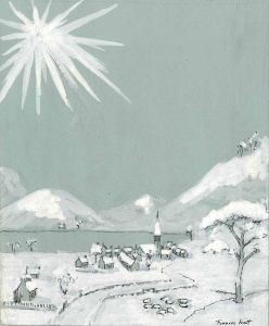Frances Watt - Mid 20th Century Gouache, Winter Scene - Christmas Card