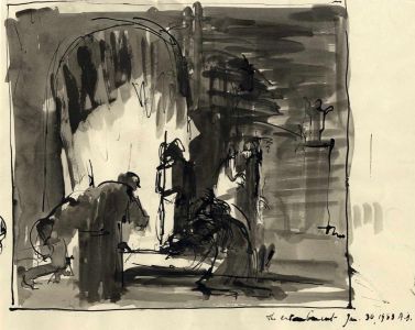 Frances Watt - Fine 1953 Watercolour, The Entombment