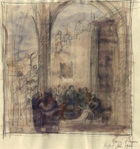 Frances Watt - 1952 Watercolour, Raising of Lazarus