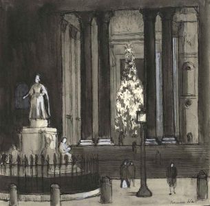 Frances Watt - Good Mid 20th Century Watercolour, Christmas Tree, St Pauls
